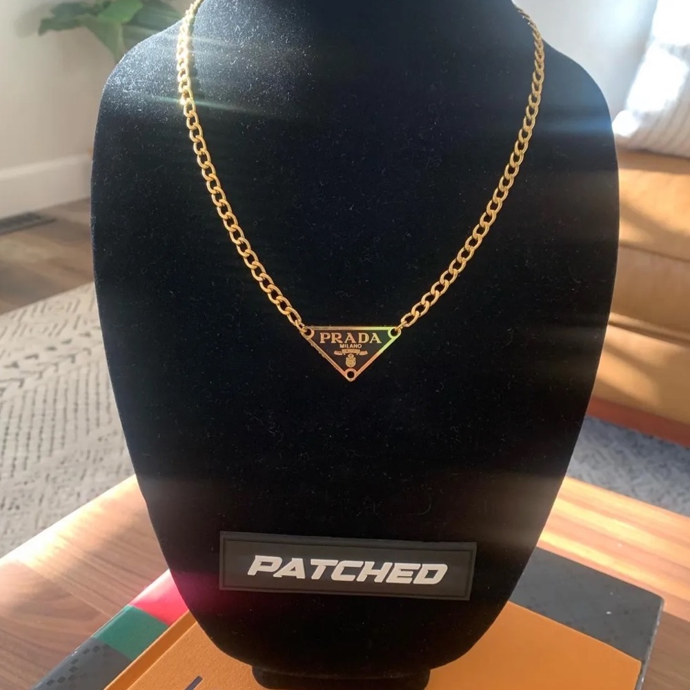Prada Golden Tag Necklace